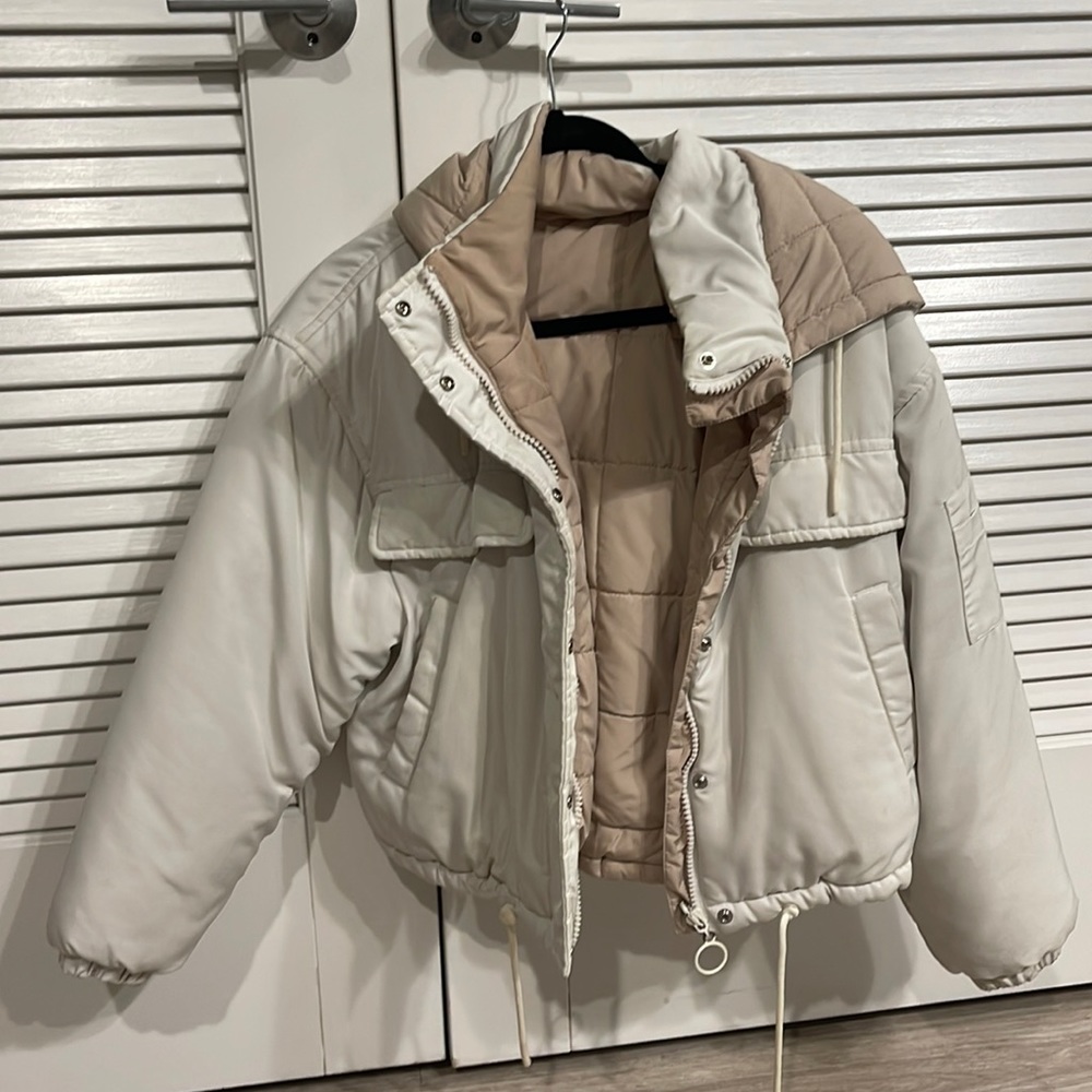 Size Small White Reversible Winter Coat! - image 1